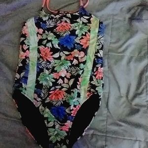 tropical flower print bathing suit